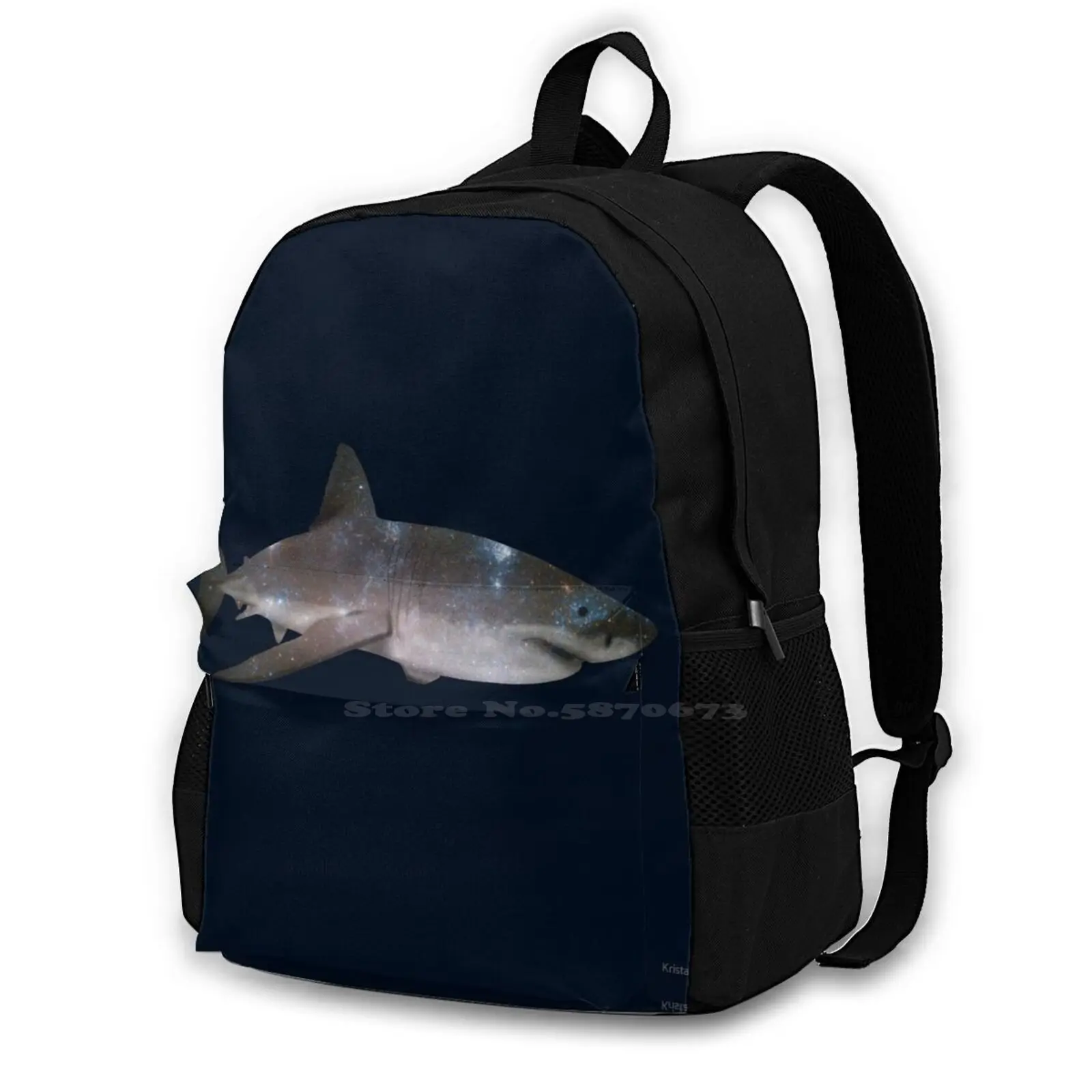 Galaxy Great White Shark Travel Laptop Bagpack Fashion Bags Shark Great White Stars Space Galaxy Sea Life Marine Life
