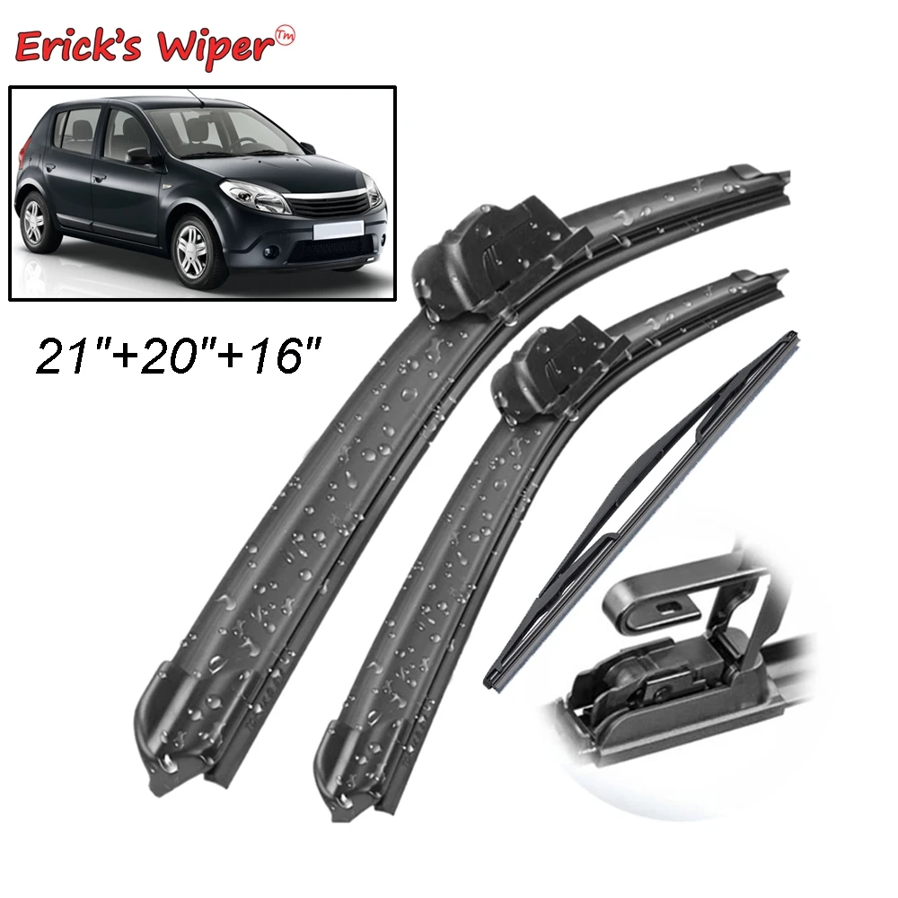 Ener'S Wiper Kit Spazzole Tergicristallo Anteriore E Posteriore Per Dacia Renault Sandero Mk1 2007 - 2012 Parabrezza Parabrezza 21 "20" 16"