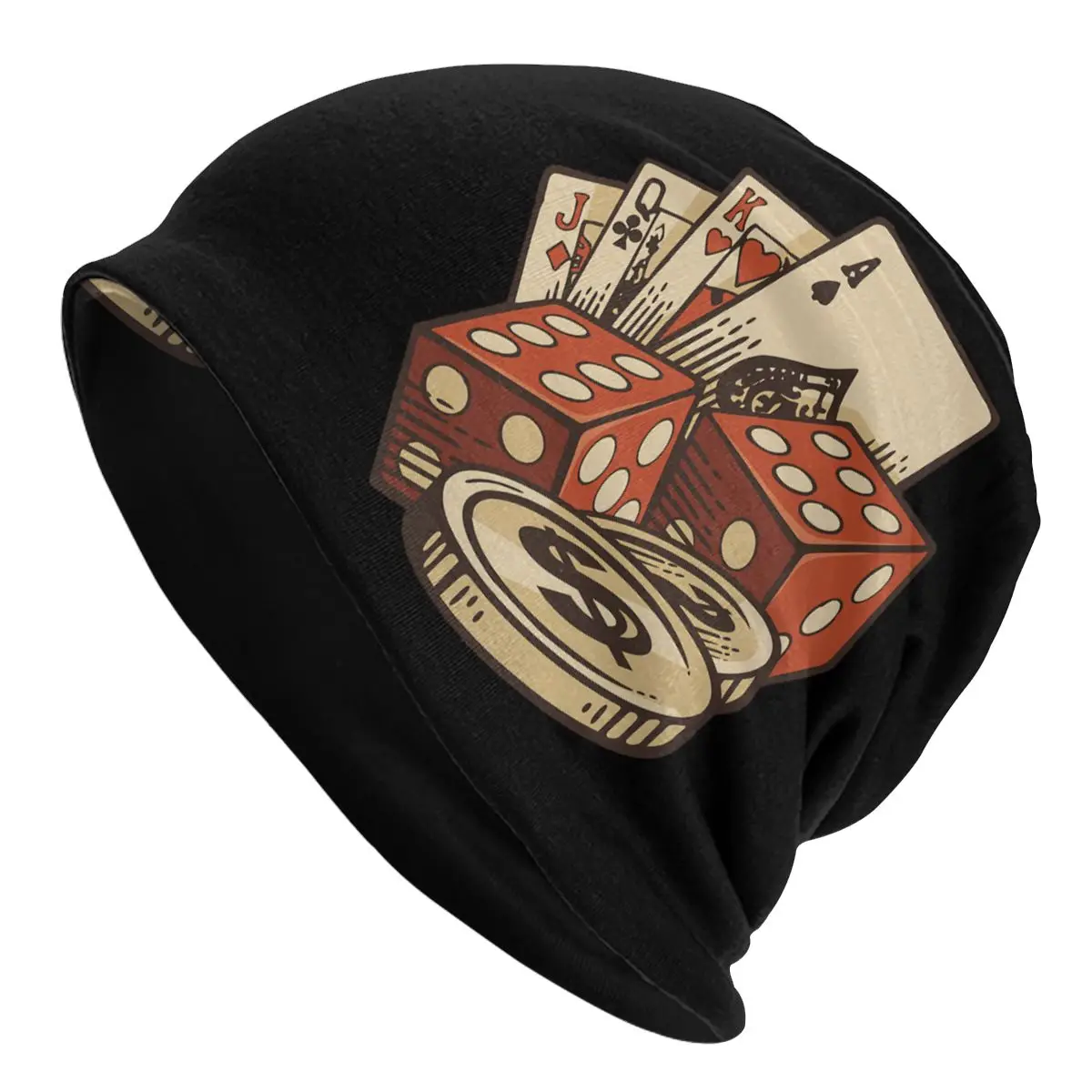 Poker-Cards-Chips-Casino-Gambling-Cards-Player-Gift-Thomas-Larch Uomo Donna Berretti Sottili Berretto Da Sci Cappello Con Cofano In Tessuto A Doppio S