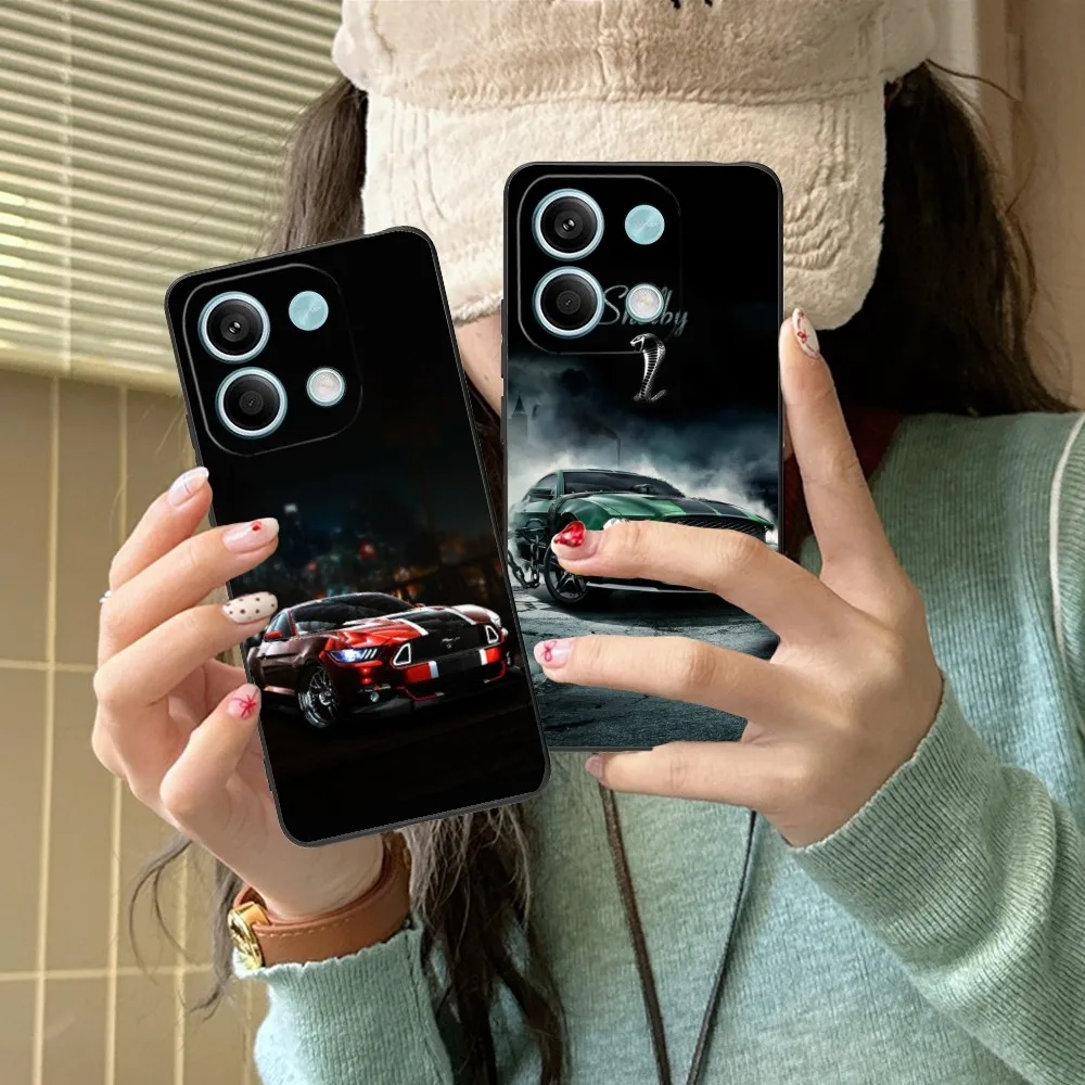 M-Mustang C-Cobra Mobile Cell Phone Case For Xiaomi Redmi Note 13 12 11 10 9 Poco F4 F5 M5 X5 Pro Plus 5G Black Cover Funda