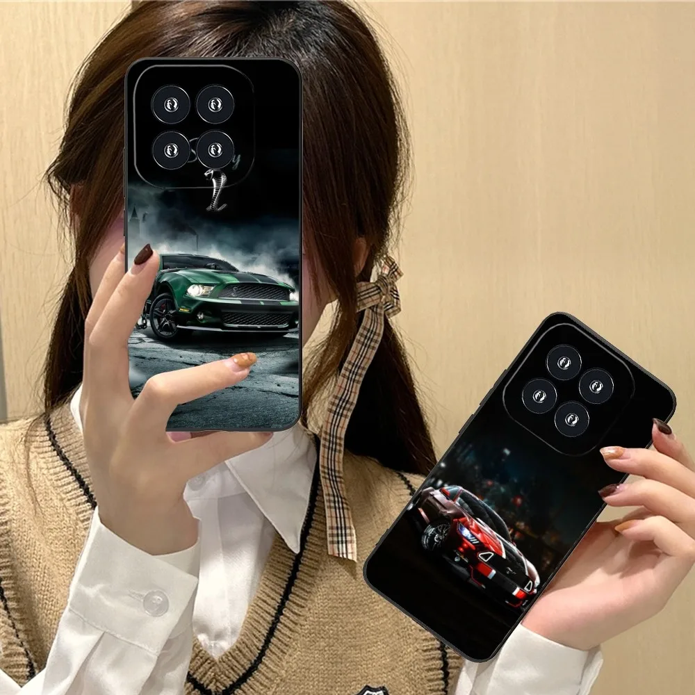 M-Mustang C-Cobra Mobile Cell Phone Case For Xiaomi 14 13 12 11 10 9 T Ultra Lite Pro S Se X 5G Black Soft Phone Cover Funda