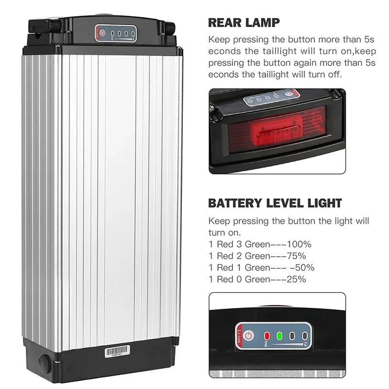 Batteria Ebike 48 V-Batteria Portapacchi 48 Volt 20Ah 25Ah Per Conversione Ebike 1500W 1000W Bafang Mid Drive Ebiking Violarmart