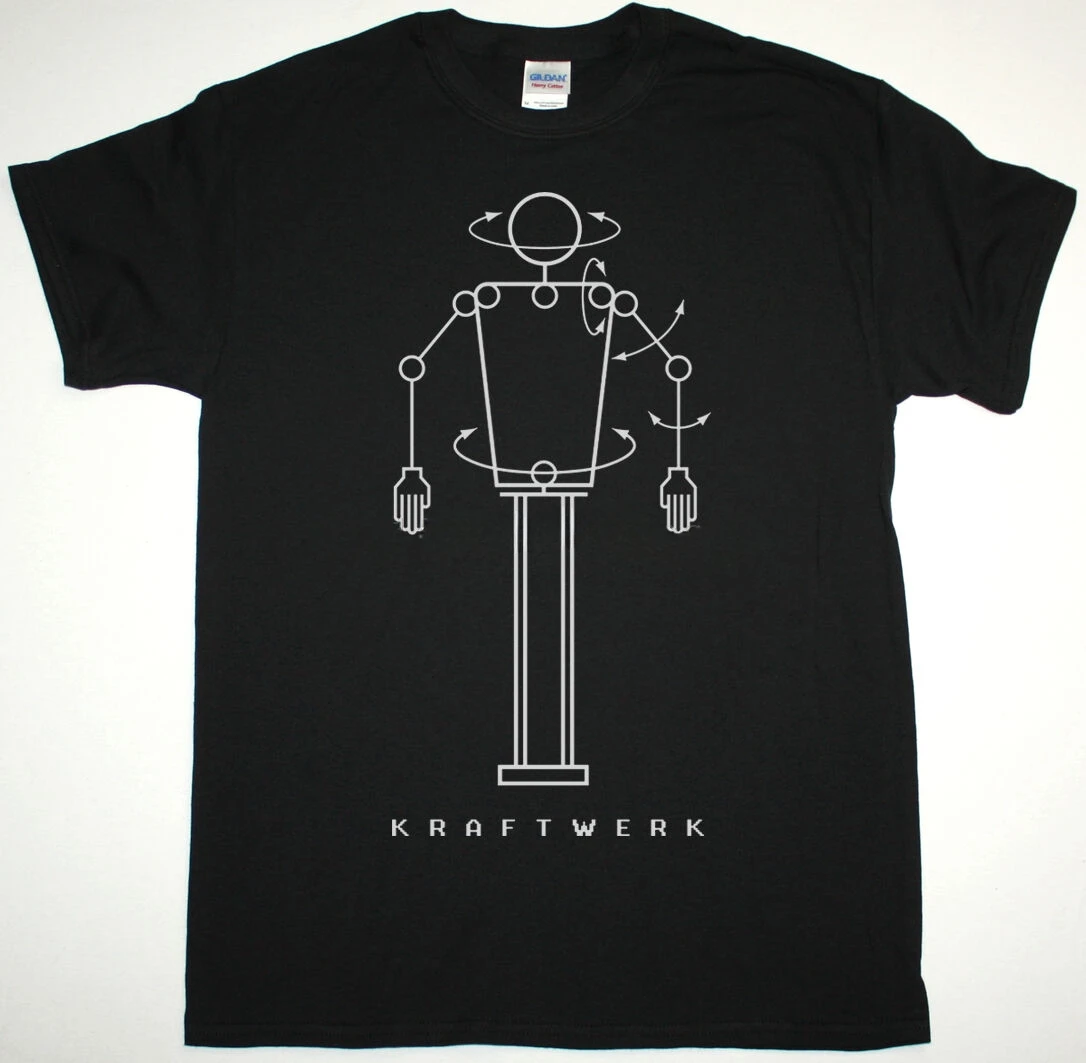 Kraftwerk Robot Nero/Bianco Mens T Shirt Elettronico Krautrock Anteriore 242 Devo