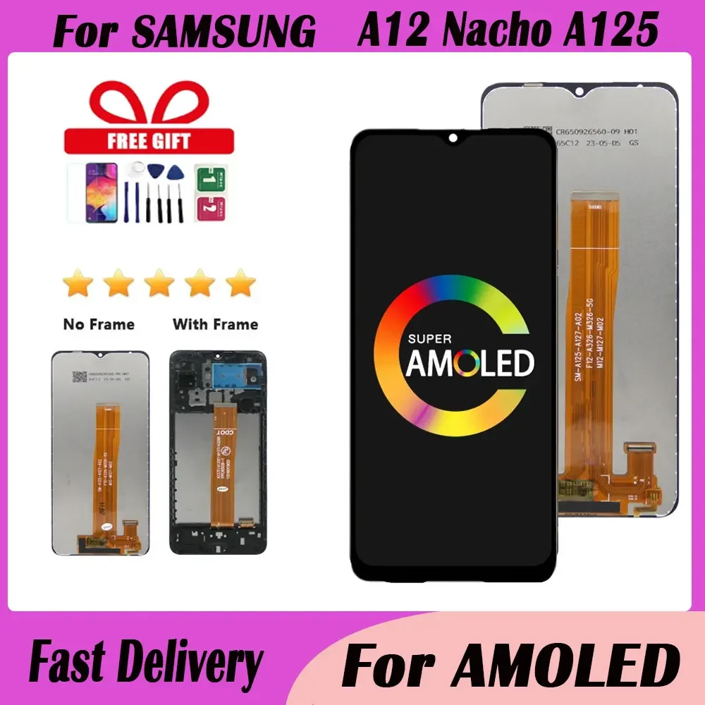 1 Pz 6.5 ''Per Samsung A12 Nacho Sm-A127F A127 Lcd Con Display A Cornice Touch Screen Digitizer Assembly Per Samsung A127