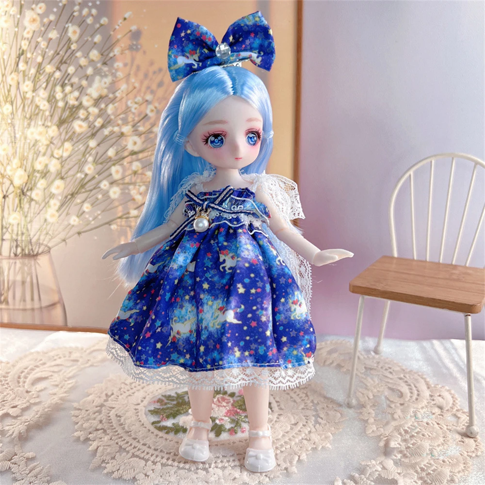 23Cm Bjd Doll And Clothing 3D Simulation Eyes Comics Face Multiple Mobile Joint Cerniera Doll Girl Diy Dress Up Toy Regalo Di Compleanno