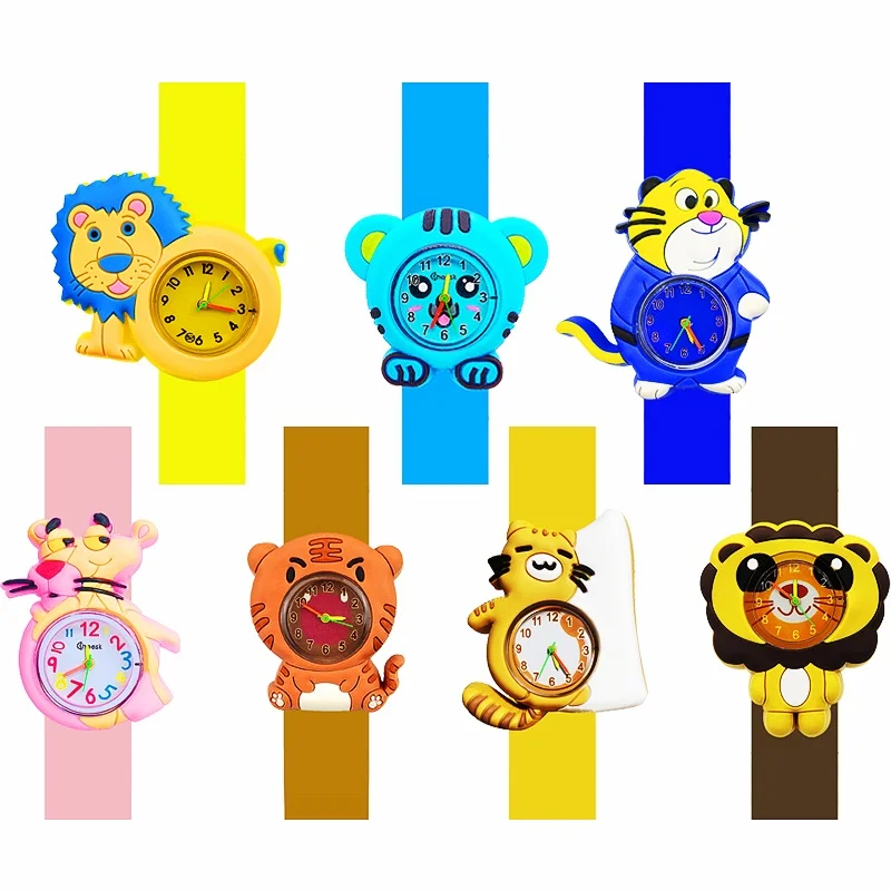 Lovely Tiger Boys Watches For Children Reward Gifts Cartoon Lion Bracciale Kids Study Time Toy Slap Watches Con Batteria Extra