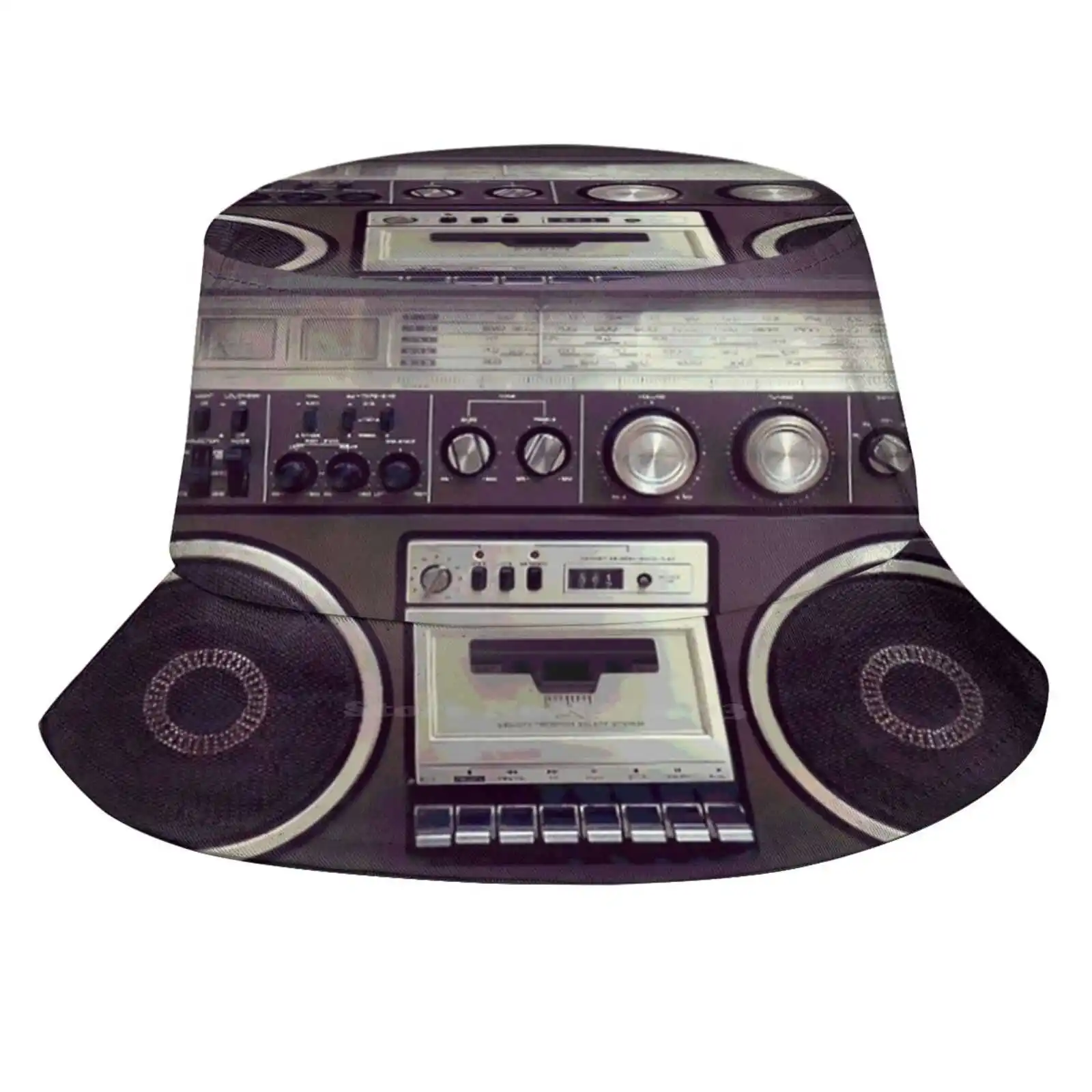 Anni '80 Retro Boombox Cassette Player Cappelli Da Pescatore Unisex Cappelli Da Pescatore Cassetta Retro Boombox Music Hood Blaster Tape 80S 1980