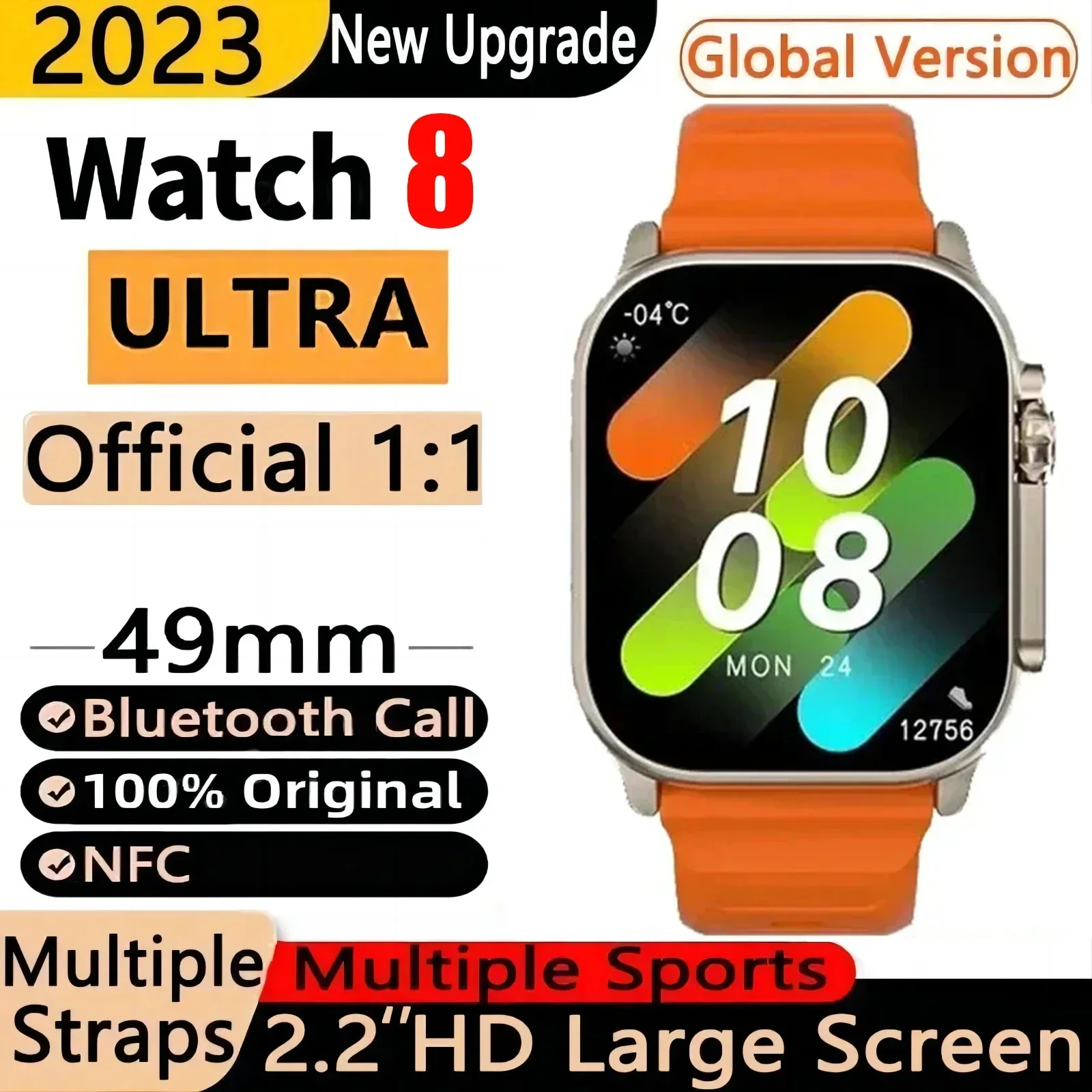 Smart Watch 8 Ultra Per Apple Watch Ultra Iwo Ultra Nfc Smartwatch Series 8 Bluetooth Call Orologio Fitness Wireless Da 2.2 Pollici