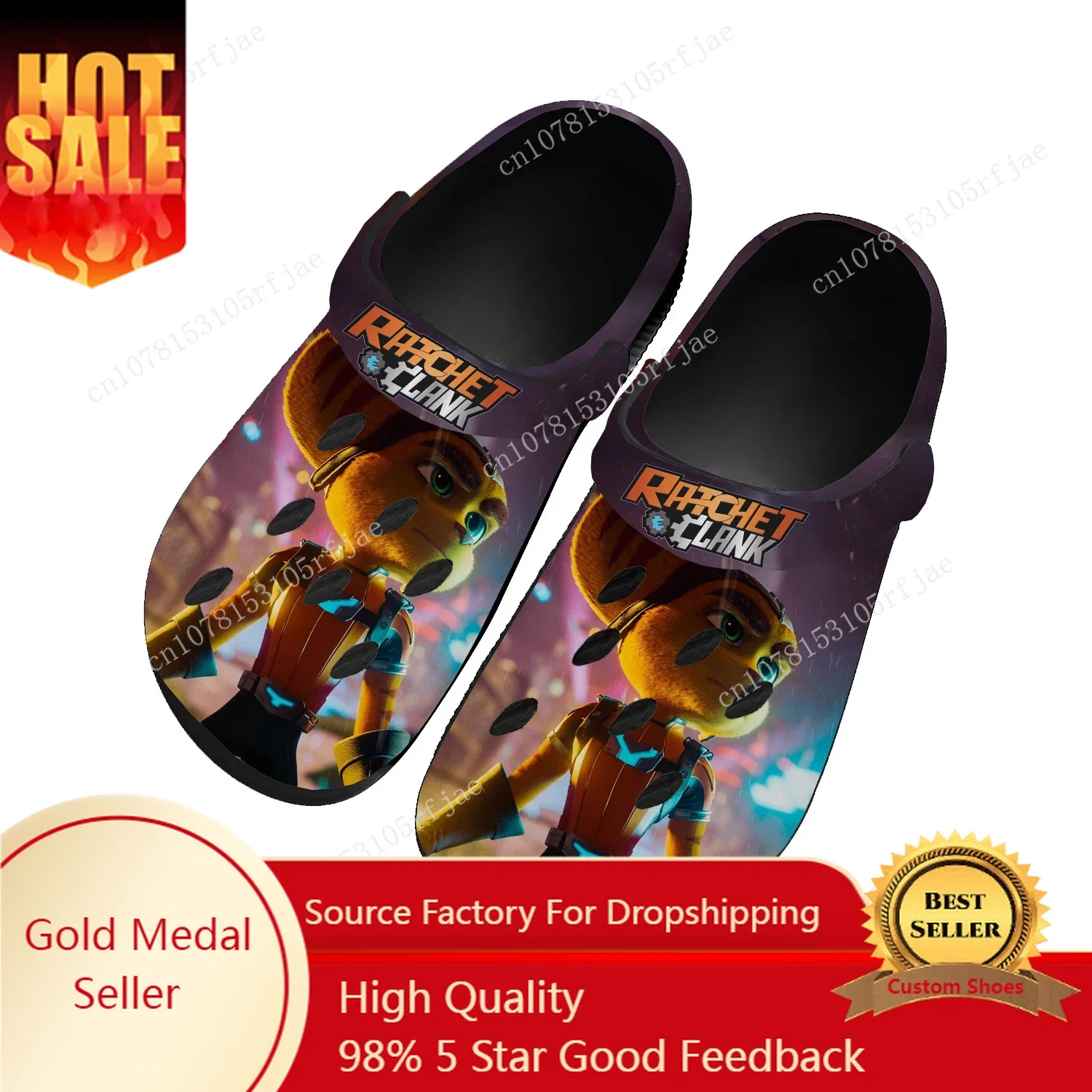 Ratchet & Clank Rift Apart Home Zoccoli Hot Cartoon Game Mens Womens Scarpe Da Acqua Su Misura Garden Beach Hole Pantofole Sandali