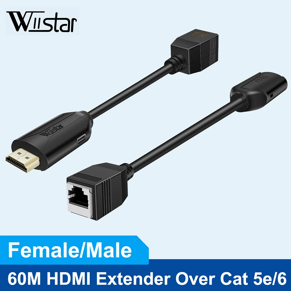 60M Extender Rj45 Hdmi Extender 1080P Hdmi Network Extender Di Cat5E Cat6 Lan Extensor Per Ps4 Apple Tv Pc Laptop Hdtv