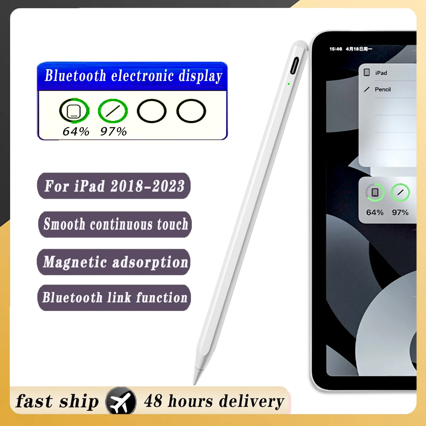 Per Ipad Pencil Con Bluetooth Palm Rejection Tilt Per Apple Pencil 2 2018-2023 Penna Stilo Ipad Pro 11 12.9 Air 4/5 7/8/9/10Th