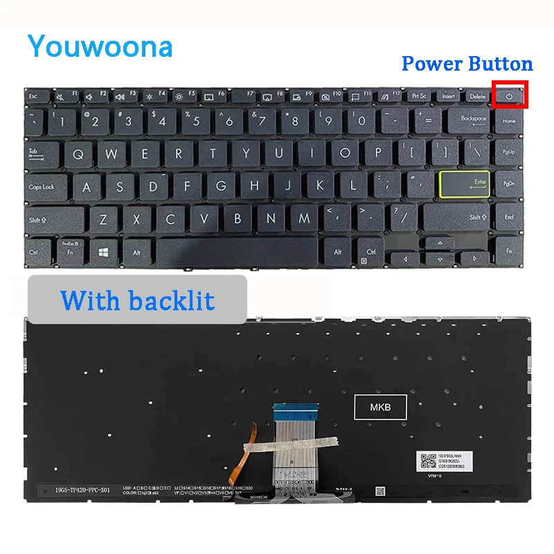 Nuova Tastiera Per Laptop Per Asus Vivobook Flip 14 Tp470 Tm420/Tm420U/Tm420Ua/Tm420Ia Tp420/Tp420U/Tp420L