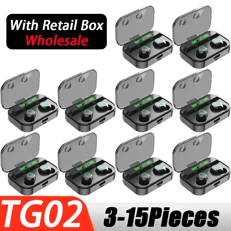 Tg02 Smart Headphones Auricolari Bluetooth Cuffie Wireless Mini Auricolari Microfono V5.3 Tws Per Bluetooth Watch Phone Pk M90 Pro