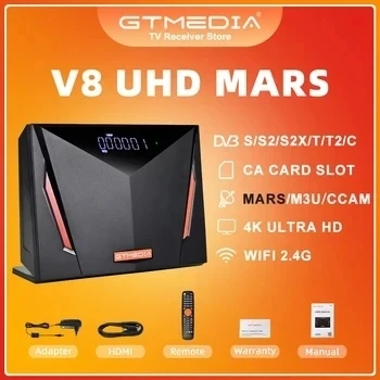 Ricevitore Tv Satellitare Gtmedia V8 Uhd Ecam Dvb-S/S2/S2X Supporto Integrato 2.4G Wifi 1080P Mars,Ecam,M3U, Ricevitore Tv Slot Per Schede Ccam