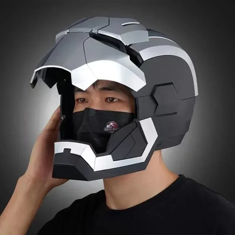 Marvel Iron Man Mk5 Tony Electric Helmet War Machine Black Helmet Voice Control Cosplay Led Eyes Model Statue Kids Christmas Gif