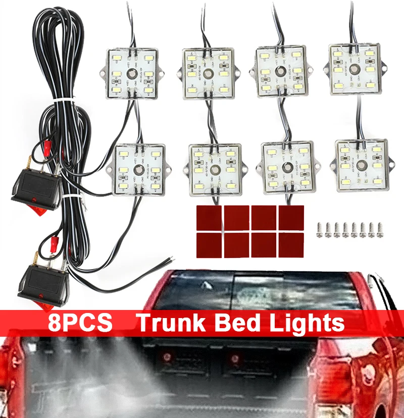 8Pcs Universal Led Pickup Truck Lighting Light Kit Impermeabile Bright Pickup Truck Bed Light Per Toyota Chevy Dodge Pickup Gmc