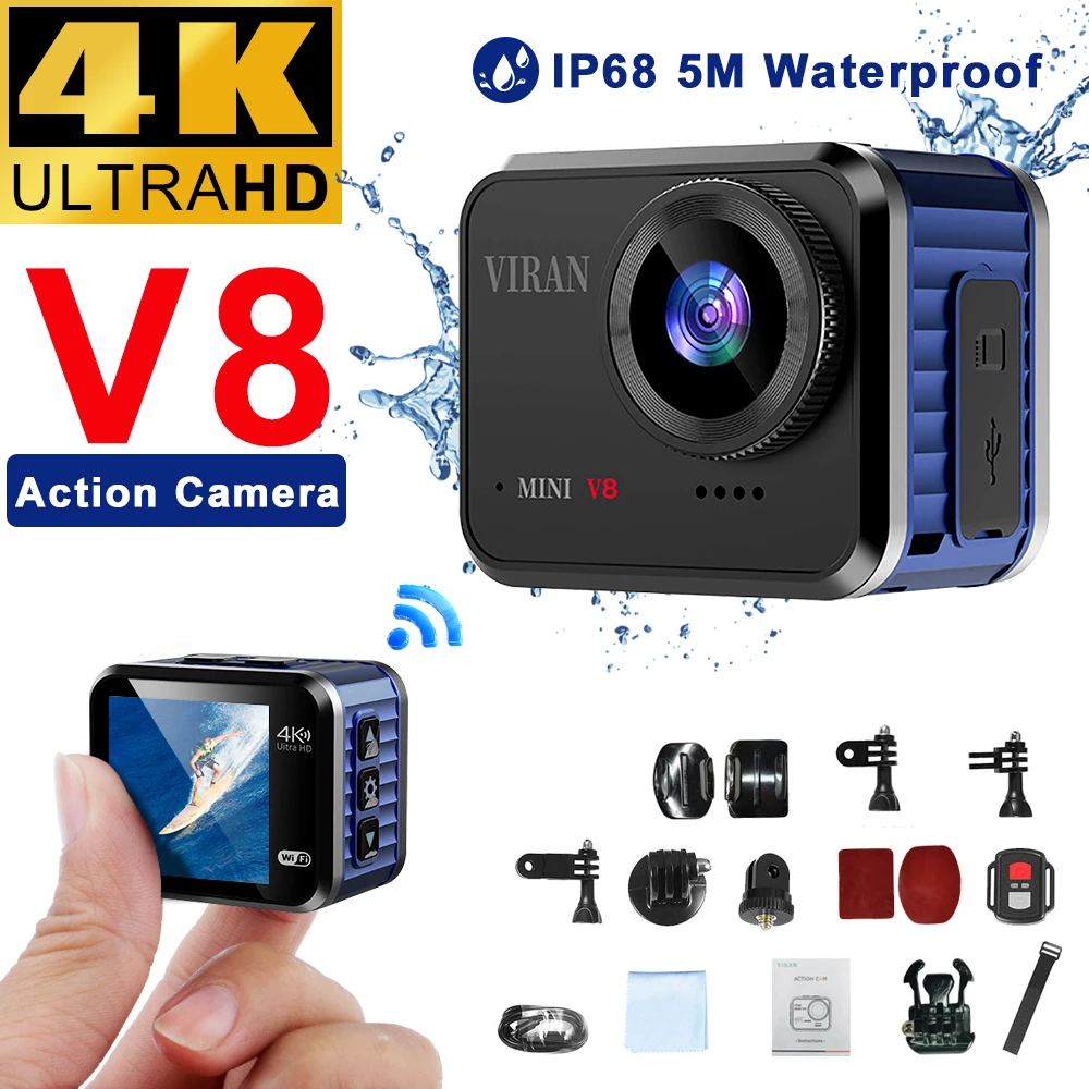 V8 Wifi Action Camera 4K 60Fps Videocamere Antiurto Impermeabili Dv Sport Videocamere Registratore Di Unità Wireless Hd Webcam Mini Cam