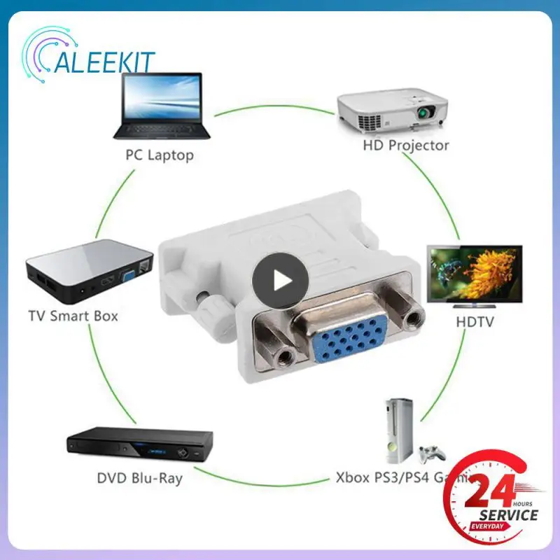 2023 Dvi-I 24 + 5 Pin Maschio A Vga Hd15 Pin Femmina Convertitore Adattatore Plug And Play Per Tv Crt Monitor Proiettori Computer