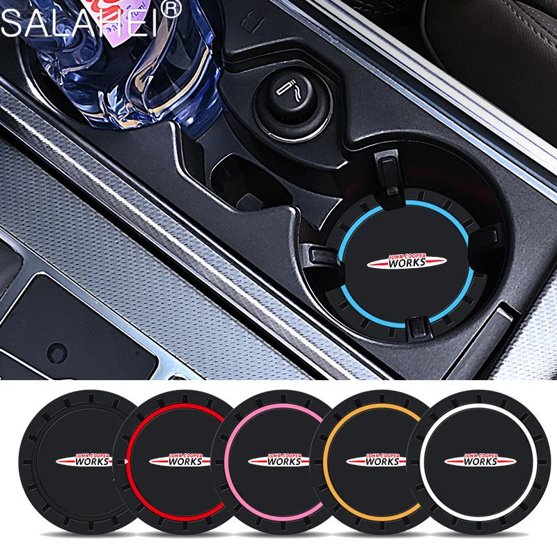 2Pc Pvc Silicone Car Coaster Water Cup Slot Antiscivolo Pad Drink Mat Per Bmw Mini Cooper S John Cooper Works Protector Accessori