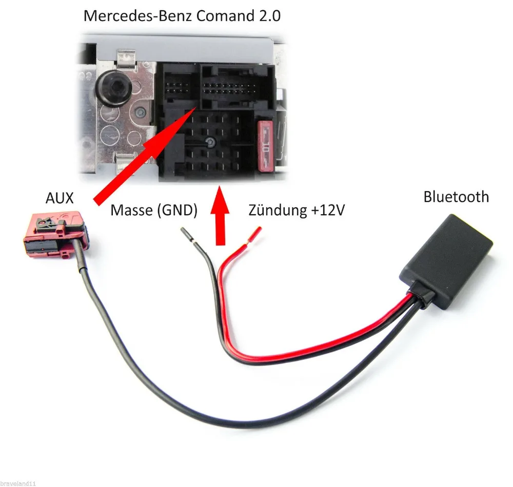 Adattatore Bluetooth Aux Audio 18 Pin Per Mercedes Benz Classe A Classe C Clk Sl Comand 2.0 Radio W168 W202 W208 W209 W164 R129