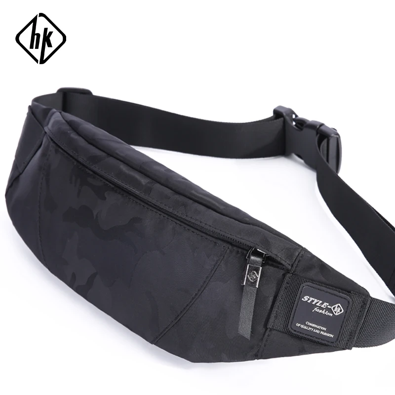 Hk Uomo Maschio Casual Marsupio Marsupio Soldi Telefono Marsupio Marsupio Camouflage Nero Grigio Marsupio Marsupio Tracolla