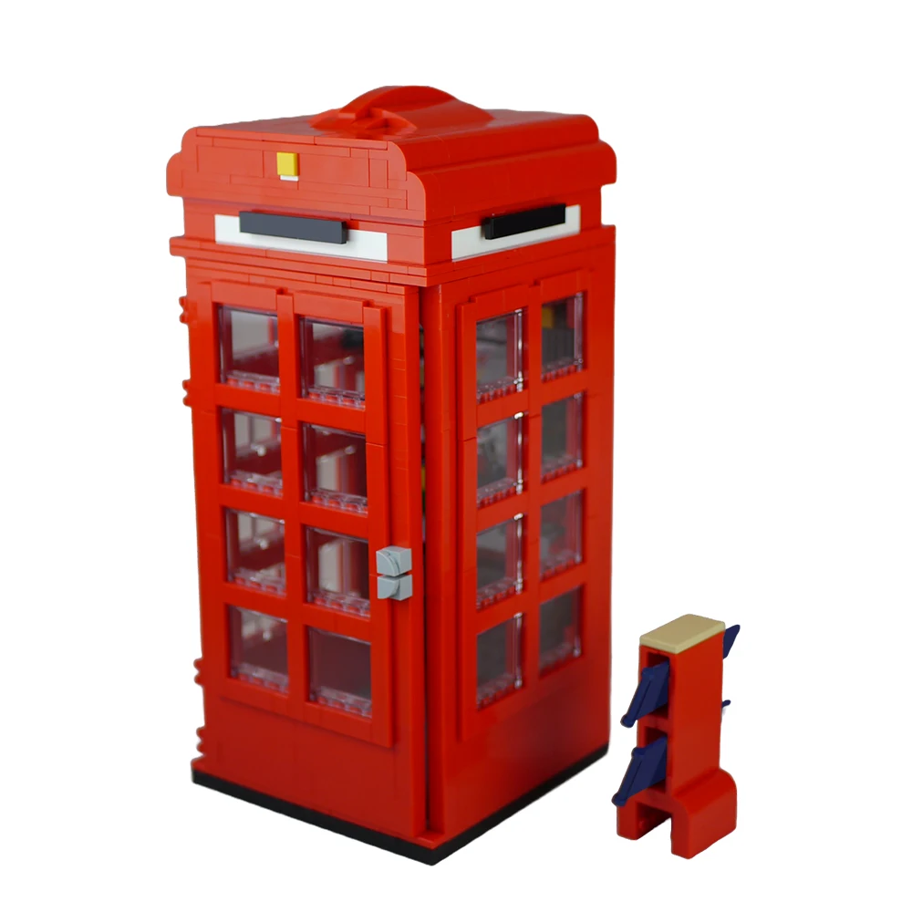 Moc Retro London Red Phone Box Building Blocks Set Compatibile 10258 Classic Bus Call Phone Booth Mattoni Giocattoli Regalo Educativo