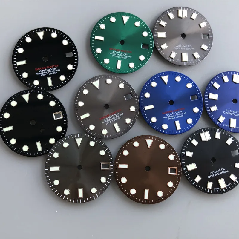 S-Watch Dial Yacht Master Dial Per Colore Grigio E Blu 28.5Mm Fit Nh35/Nh36 Movimento Con Finestra Nh35 Dial C3 Lume