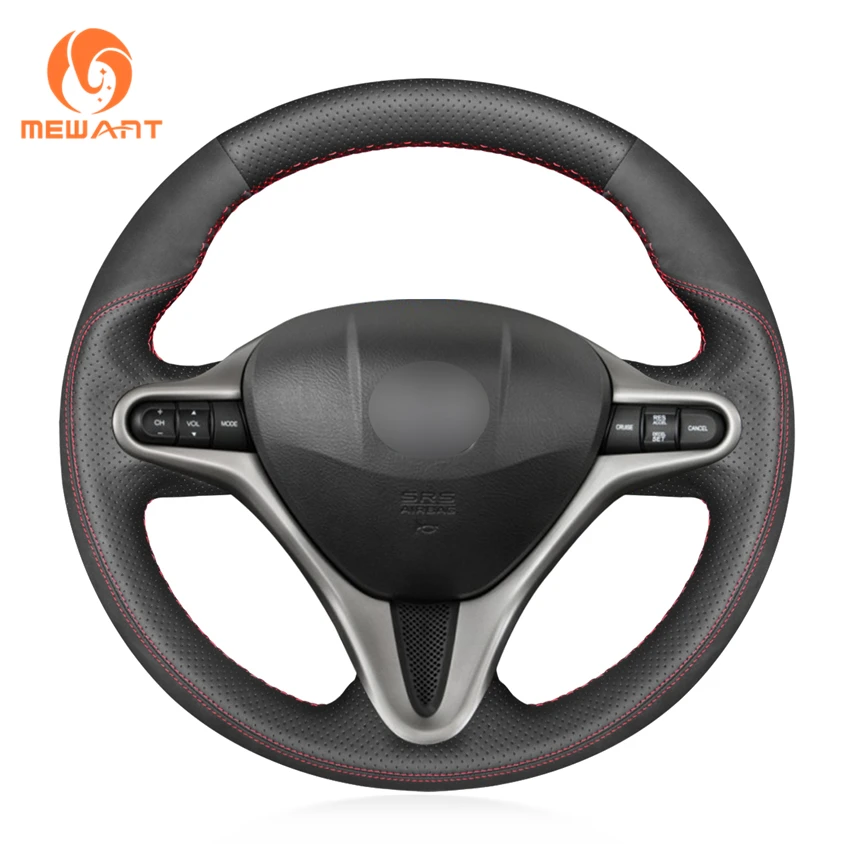 Mewant Coprivolante Morbido Antiscivolo In Vera Pelle Nera Per Honda Civic 8 Civic Type R 2006 2007-2011 (3 Razze)