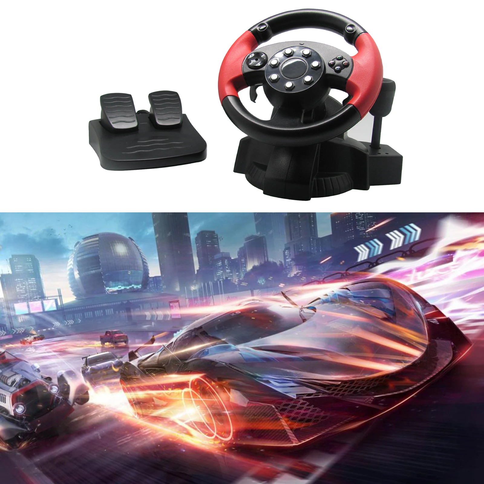 Gaming Racing Simulator Vibration Pc Volante Pedale Per Ps3/Ps2 Dual Vibration 200 ° Universal Usb Car Race Volante