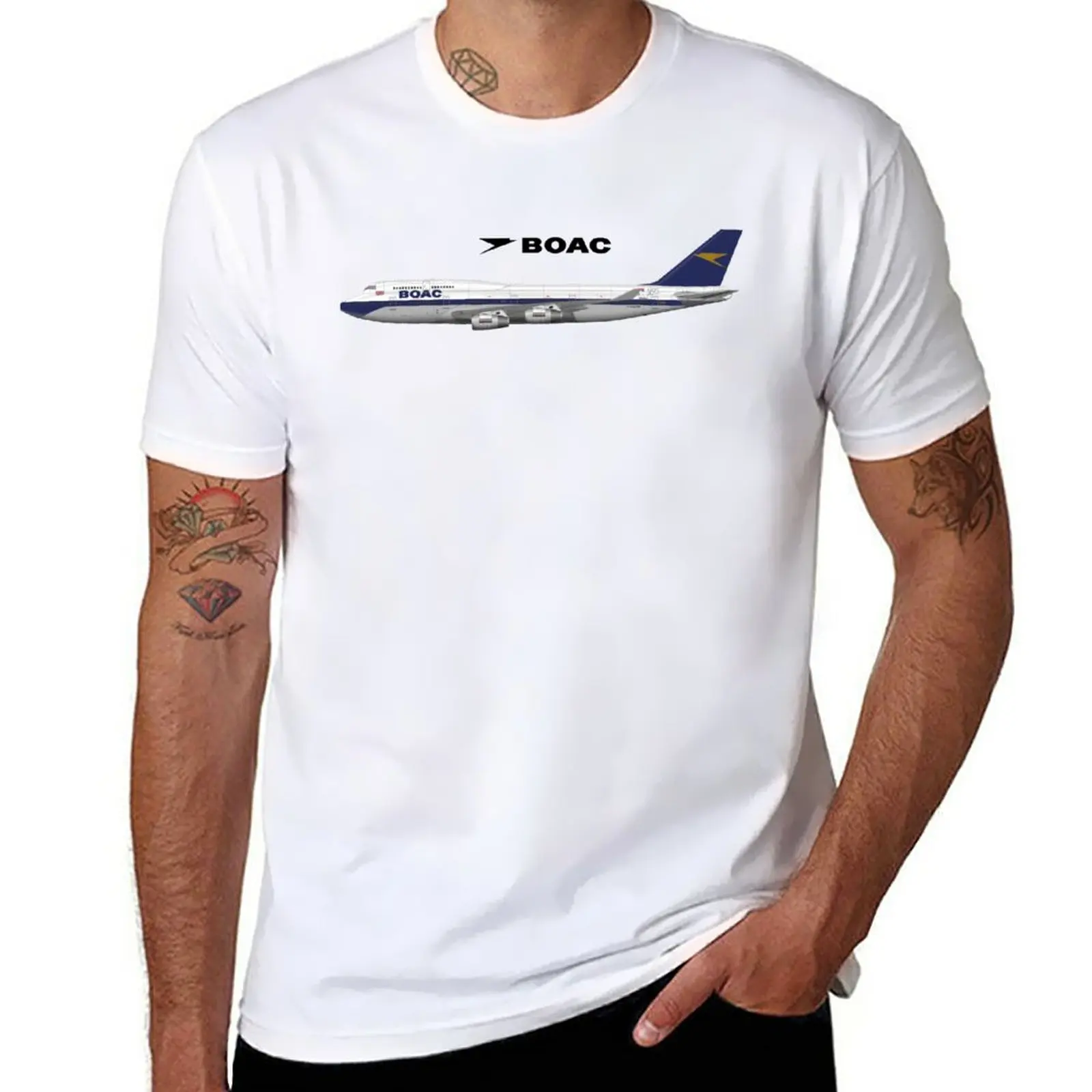 New British Airways Boeing 747 'Boac' T-Shirt Hippie Clothes Magliette Nere T-Shirt Da Uomo