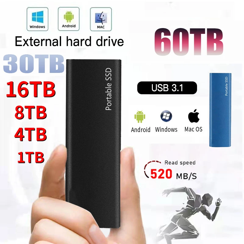 Ssd Portatile Disco Rigido Esterno Da 1Tb 1Tb Usb 3.1 Type-C Dischi Rigidi Esterni Ad Alta Velocità Per Xiaomi Per Laptop