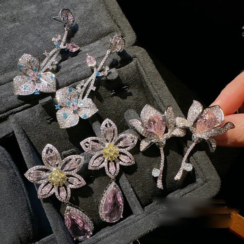 Orecchini Da Donna Padparadscha Con Zirconi Arcobaleno Placcato Oro 18 Carati