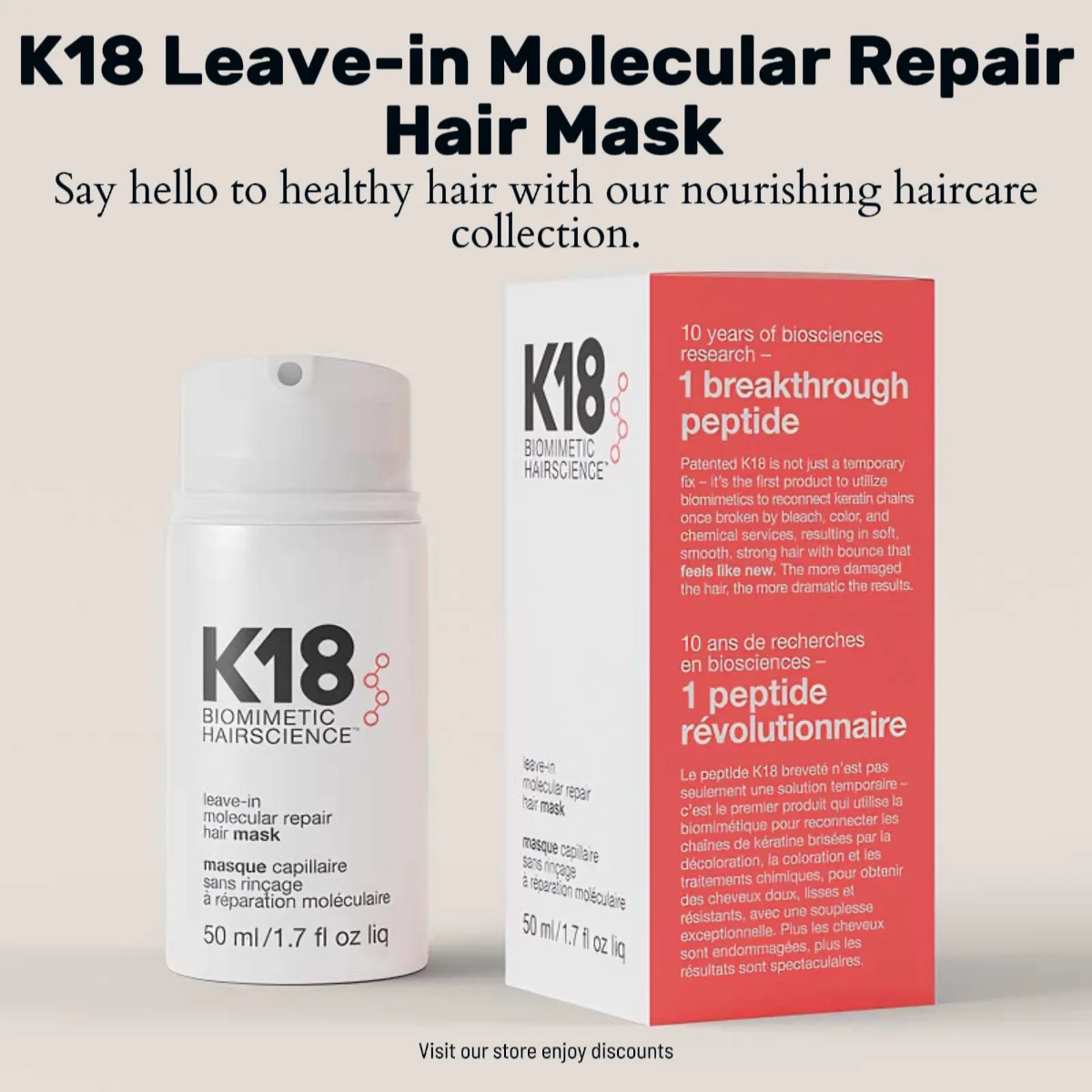 50 Ml K18 Leave-In Repair Hair Mask Treatment Per Riparare I Capelli Secchi O Danneggiati-4 Minuti Per Capovolgere I Danni Ai Capelli Da Colore Candeg