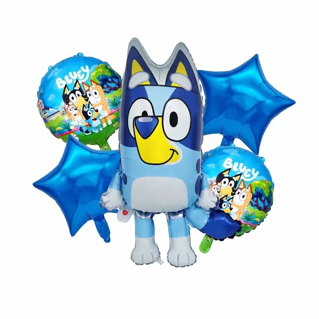 Cartoon Bluey Family Shape Floating Aluminium Film Balloon Birthday Set Decorazione Per Feste Sfondo Puntelli Bluey Balloon Set