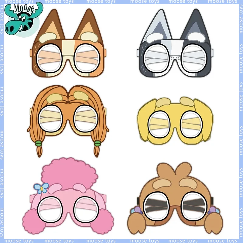 Moose Bluey Dog Birthday Party Occhiali Di Carta Maschera Puntelli Per Foto Decorazioni Per Feste Per Bambini Forniture Bingo Bluey E I Suoi Amici