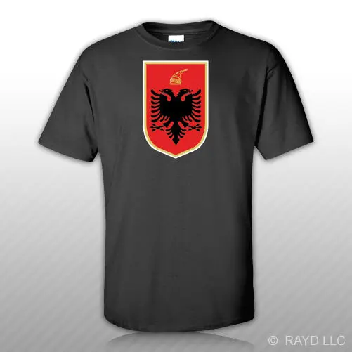 Camicia A T-Shirt Con Stemma Albania T-Shirt Con Adesivo Gratuito Bandiera Albania Alb Al