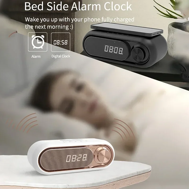 Hifi Music Box Soundbarsupport Tf Card Fm Radio Soundbar Home Bedroom Student Clock Wireless Bluetooth Speaker Clock Dual Alarm