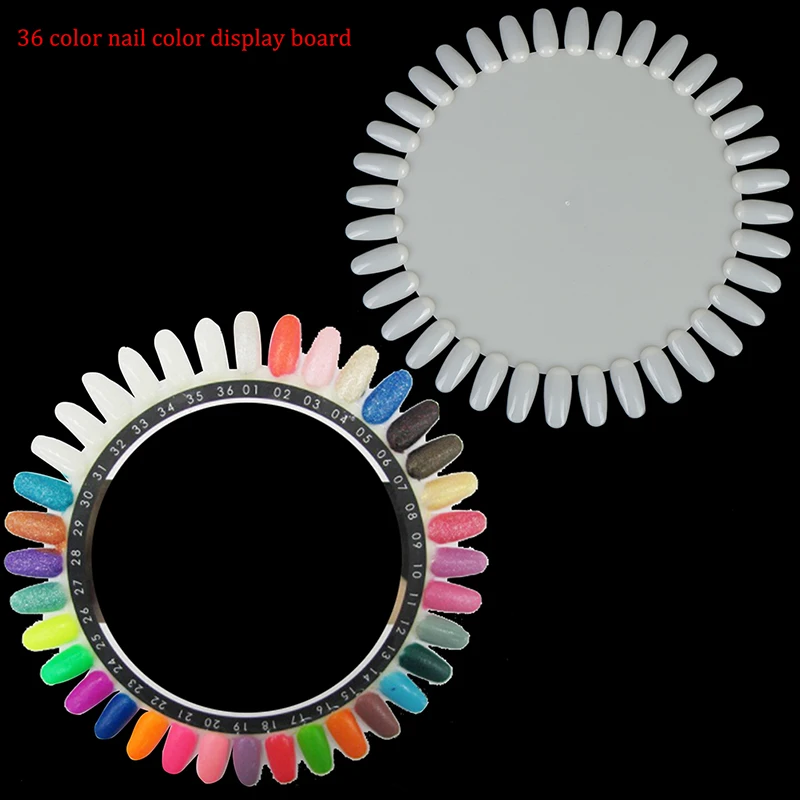 1 Pz 36 Punte False Nail Art Display Plastica Bianca Nail Color Card Practice Wheel Board Painting Nail Polish Palette Tools