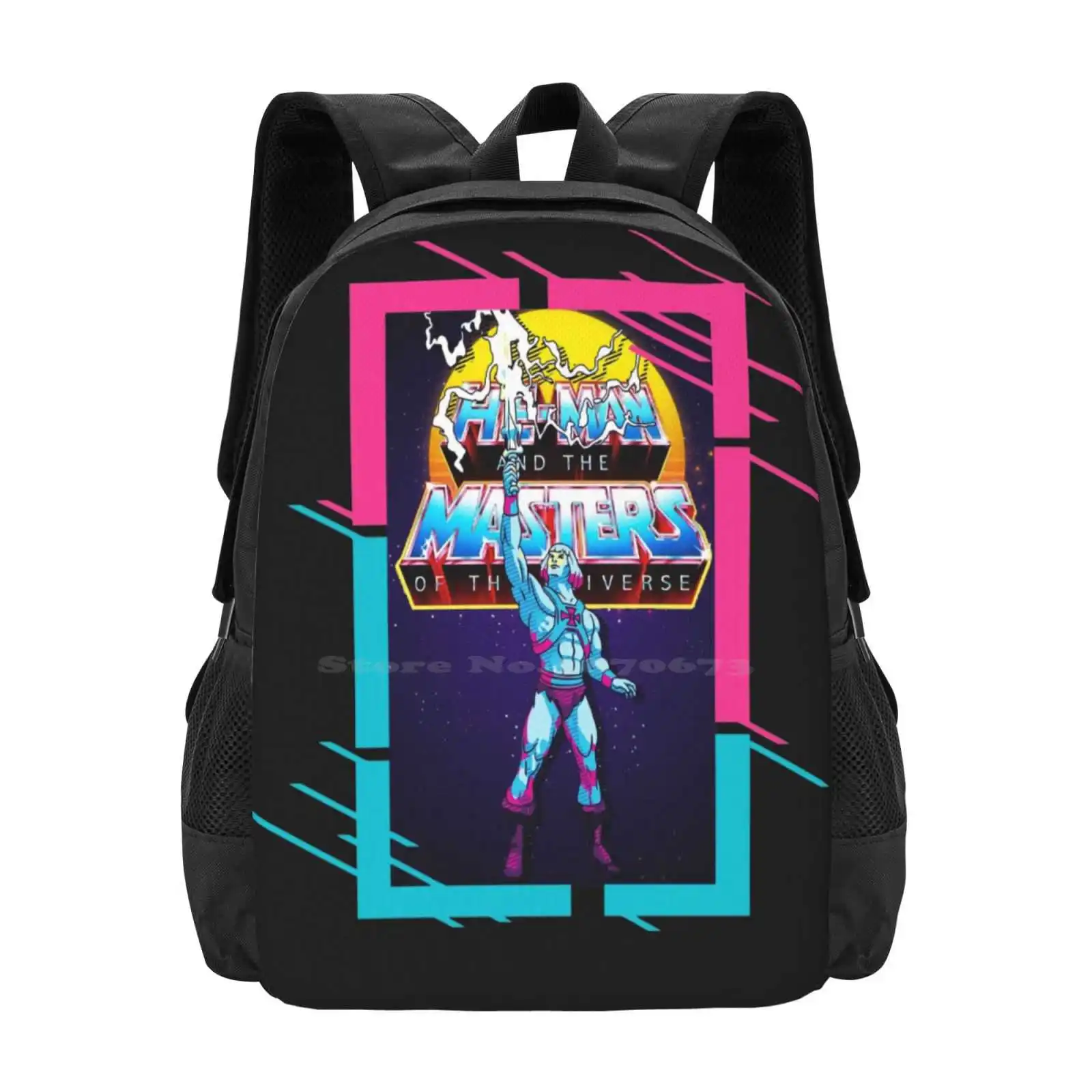 Retro He - Man Pattern Design Laptop Travel School Bags He Man Masters Universe Grey Skull