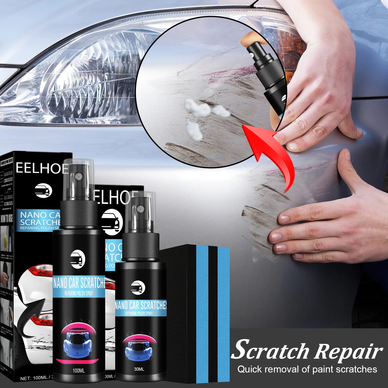 Auto Scratch And Swirl Remover Car Swirl Removal Tool Clarity Restorer Car Body Polish Nano Coating Spray Liquido Per La Rimozione