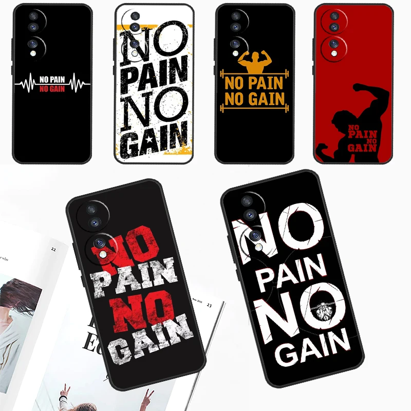 No Pain No Gain Gym Fitness Quote Case Per Huawei Nova 10 9 Se 3I 7I 11I 11 Pro 5T Y60 Y61 Y70 Y90 Y91 P20 P30 P40 Lite Cover