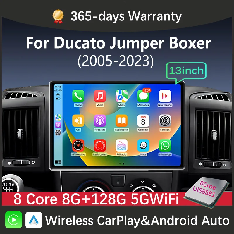 13.1 Pollici 2 Din Smart Radio Per Fiat Ducato Citroen Jumper Peugeot Boxer Wireless Carplay Android Auto Stereo Multimedia Player