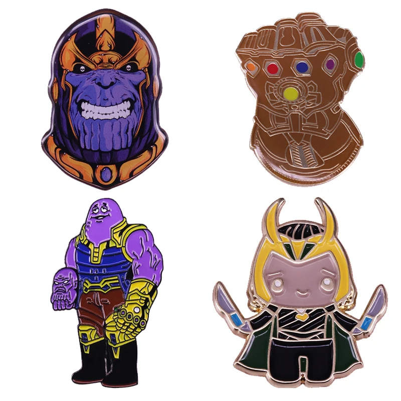 Marvel Super Villain Thanos Infinite Gems Guanto Badge Loki Movie Creative Anime Spilla Camicia Spilla Cappello Accessori Zaino