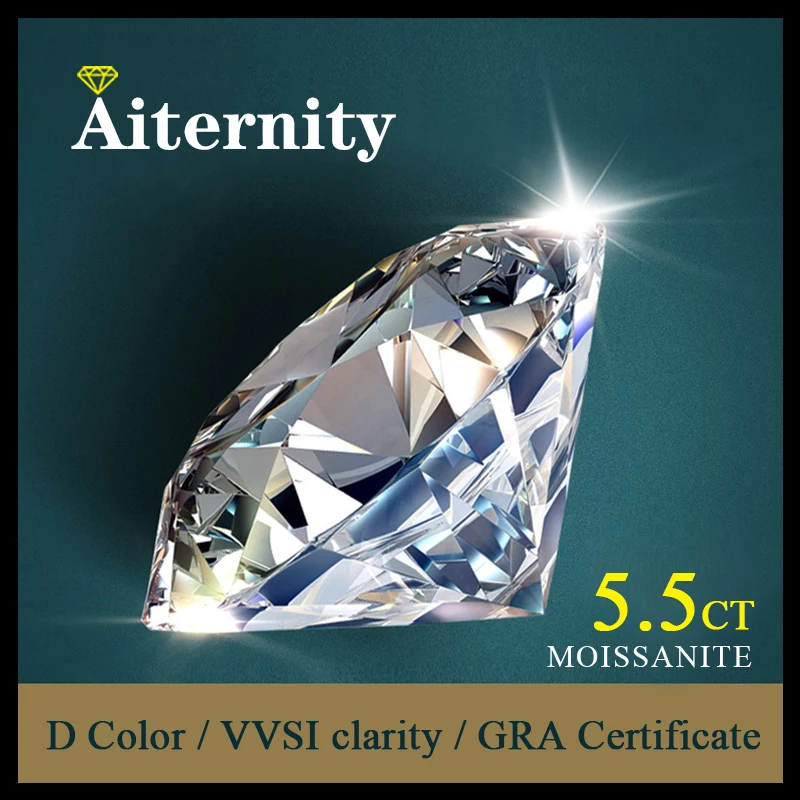 Real 1 Carat 11.5Mm 5.5Ct D Vvs1 Moissanite Certified Lab Grown Moissanita Diamonds Pietre Preziose Sciolte Per Gioielli Con Gra