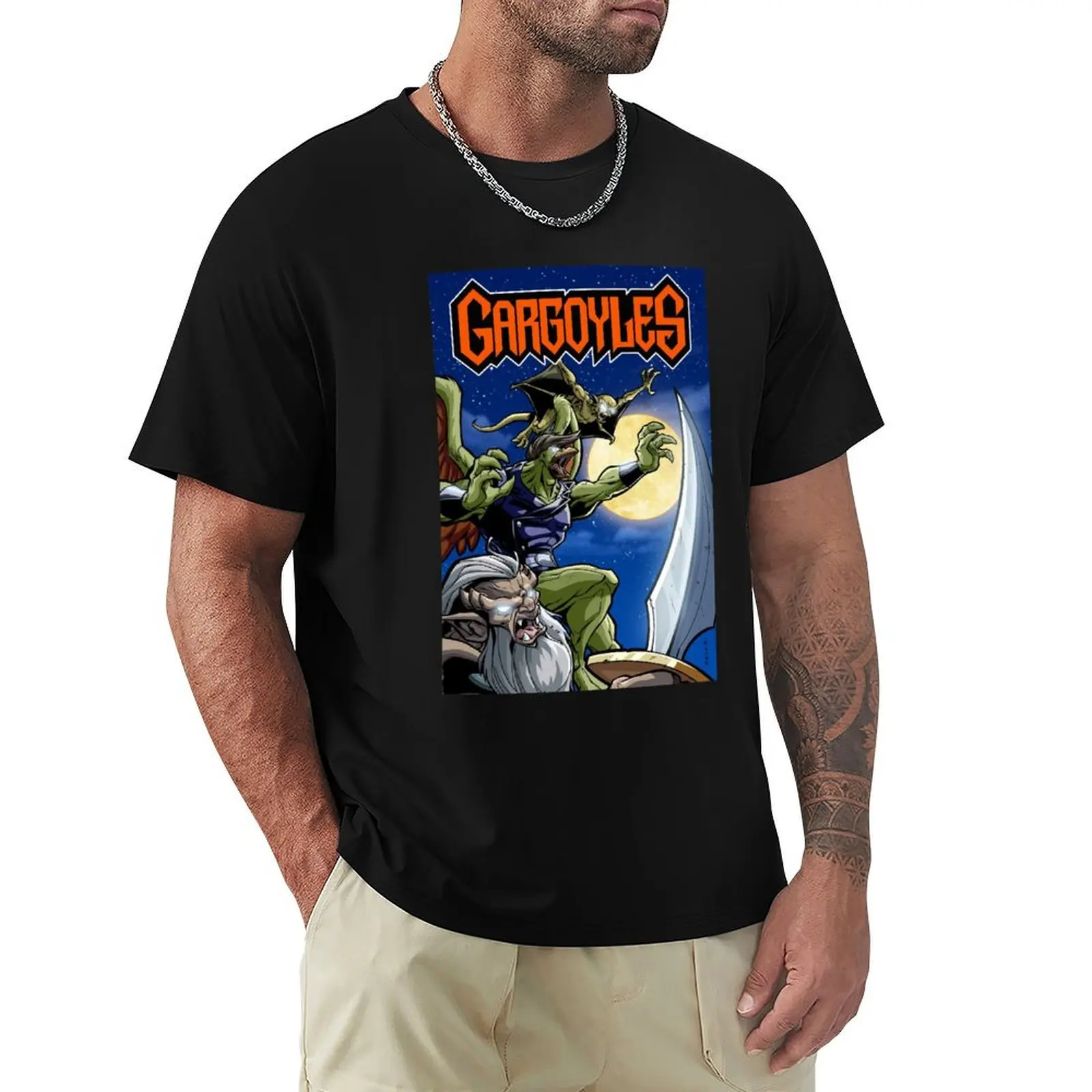 The Gargoyles Urban Fantasy Animation T-Shirt Oversize Plus Size Top Abbigliamento Uomo