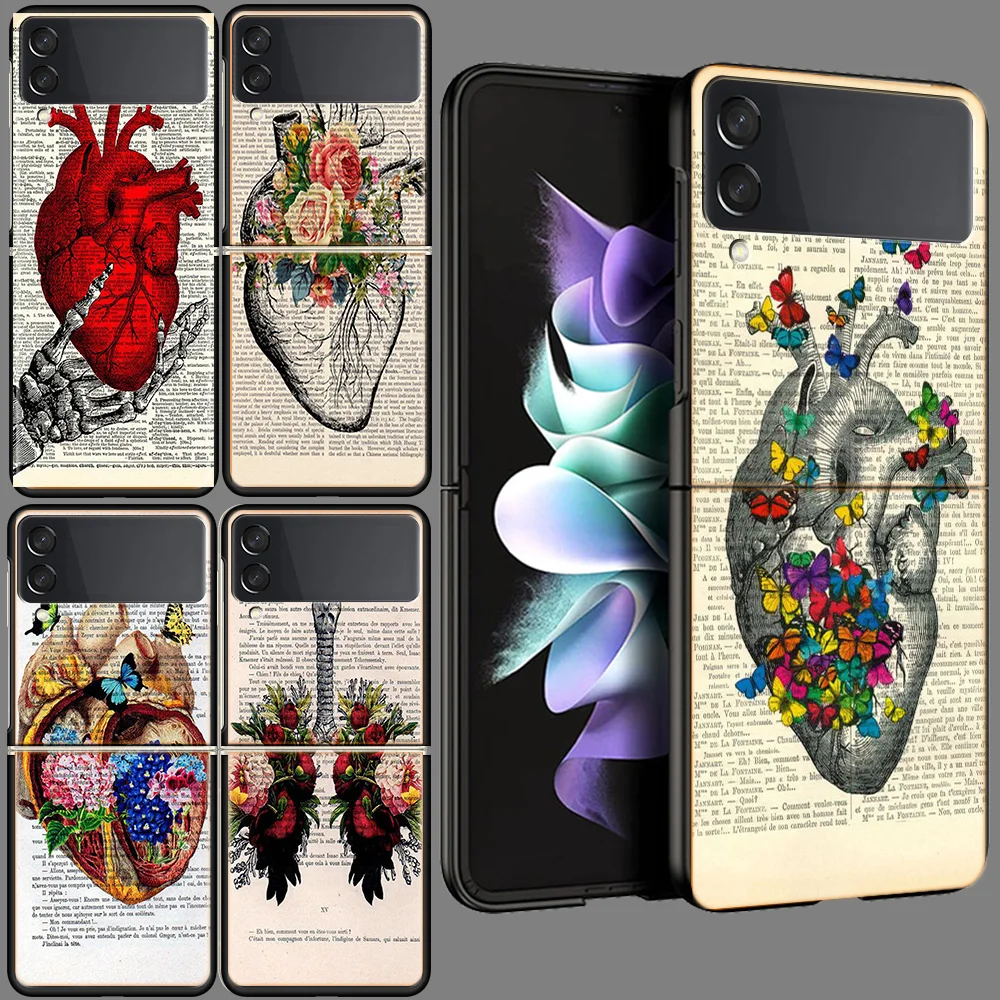 Anatomia Umana Organo Giornale Funda Per Samsung Galaxy Z Flip 5 3 4 5G Custodia Flip4 Flip3 Flip5 Black Hard Pc Shell Zflip5 Protect