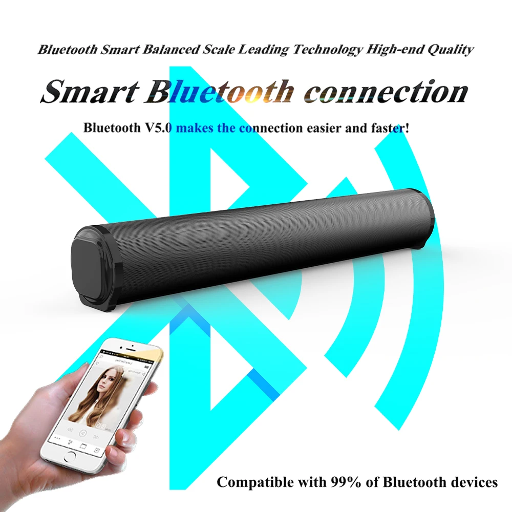 10W Wireless Bluetooth Soundbar Altoparlanti Stereo Home Theater Audio Tv Sound Bar Surround Sound Colonna Doppi Subwoofer Bs10A