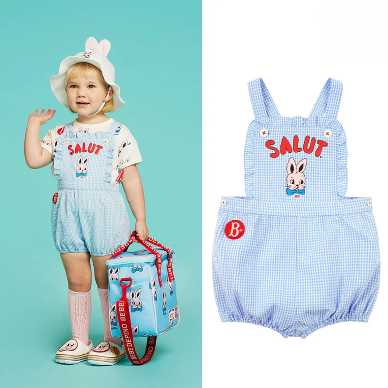 Bebe Store (In Stock) 베베2023 Summer Baby Check Ruffle Tuta Per Ragazze