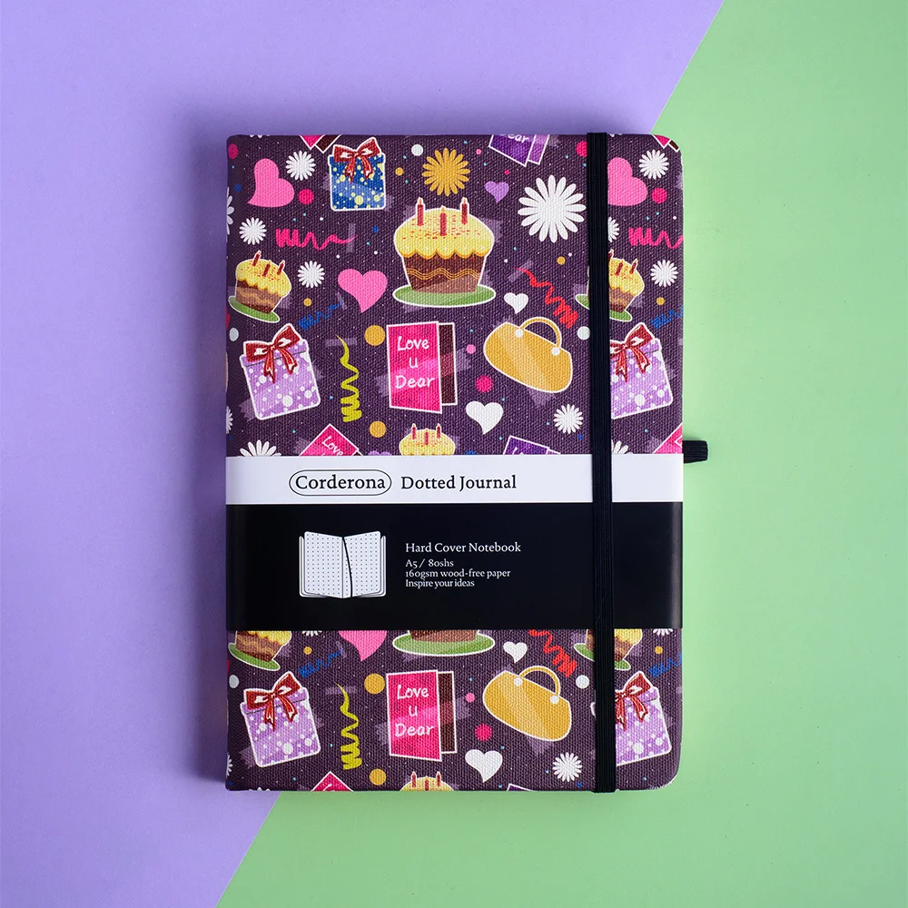 A5 Cartoon Birthday Bullet Punteggiato Journal 160Gsm Ultra Thick Travel Hardcover Bujo Elastic Band Diary Planner Dot Grid Notebook