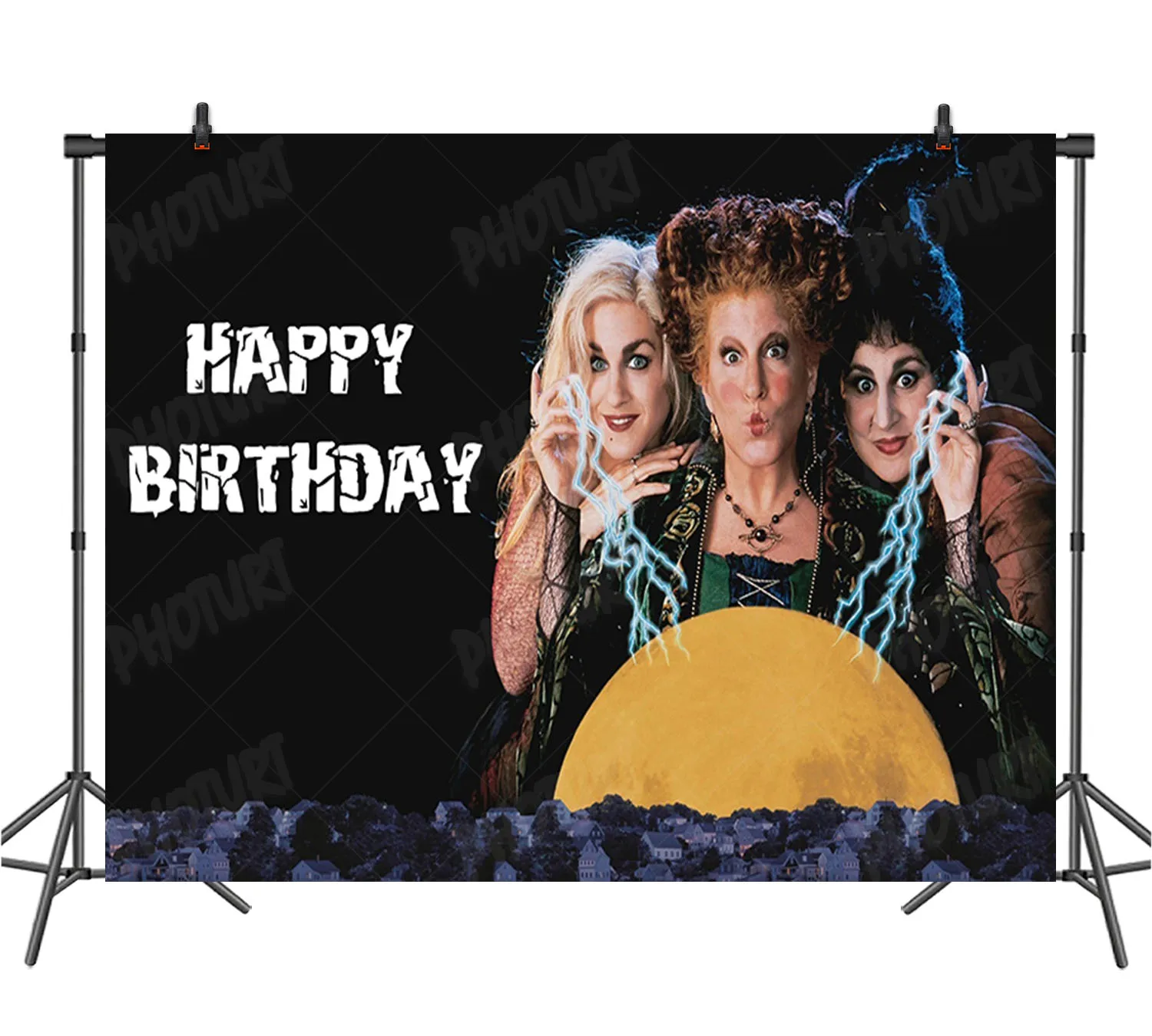 Disney Magic Hocus Pocus Fotografia Sfondo Festa Di Compleanno Sfondo Nero Bianco Vinile Photo Booth Decorare Puntelli
